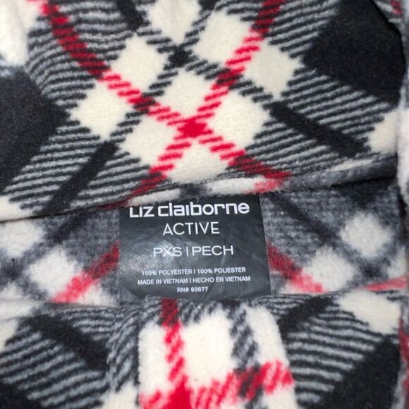Liz Claiborne Active Plaid Button Fleece Shacket - Picture 4 of 9